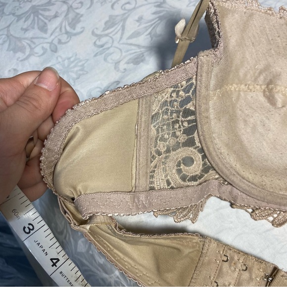 Vintage Embroidered Bra Bare Elegance 42D Pure Platinum Collection Textured Nude - Picture 2 of 9